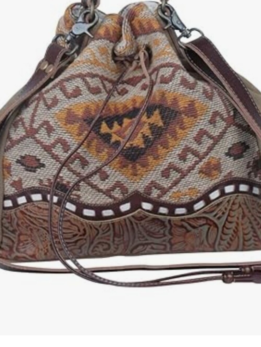 Myra Boho Rug Aztec Shoulder Heritage Bucket Purse 15.5x10